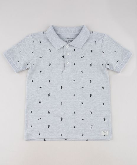 Polo-Infantil-Estampada-Mini-Print-de-Raios-em-Piquet-Manga-Curta-Cinza-Mescla-9570493-Cinza_Mescla_1