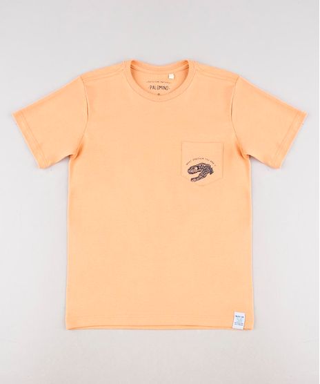 Camiseta-Infantil-Dinossauros--Name--com-Bolso-Manga-Curta-Laranja-9621733-Laranja_1