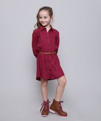 Vestido-Chemise-Infantil-Estampado-Xadrez-com-Cinto-Manga-Longa-Vermelho-9550233-Vermelho_3