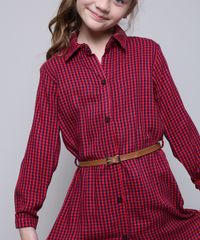 Vestido-Chemise-Infantil-Estampado-Xadrez-com-Cinto-Manga-Longa-Vermelho-9550233-Vermelho_4
