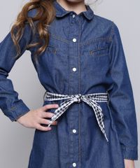 Vestido-Chemise-Jeans-Infantil-com-Faixa-Estampada-Xadrez-Manga-Longa-Azul-Escuro-9545988-Azul_Escuro_4