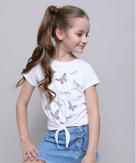 Blusa-Infantil-com-Estampa-de-Borboletas-e-No-Manga-Curta-Off-White-9616330-Off_White_1