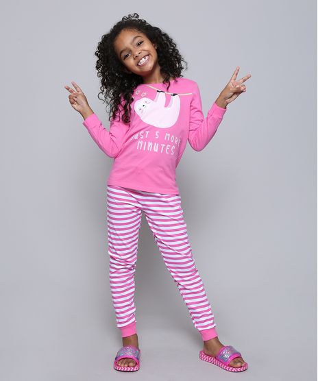 Pijama-Infantil-Bicho-Preguica--Just-5-More-Minutes--Manga-Longa-Pink-9528480-Pink_1