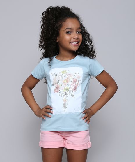 Blusa-Infantil-com-Estampa-de-Flores-Manga-Curta-Azul-Claro-9552403-Azul_Claro_1