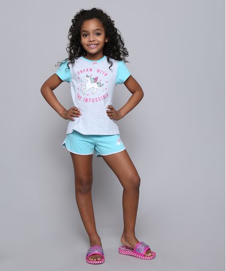 Pijama-Infantil-Unicornio-com-Glitter-Manga-Curta-Cinza-Mescla-Claro-9528342-Cinza_Mescla_Claro_1
