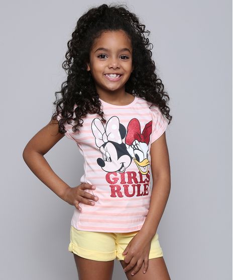 Blusa-Infantil-Minnie-e-Margarida--Girls-Rule--Manga-Curta--Rose-9610881-Rose_1