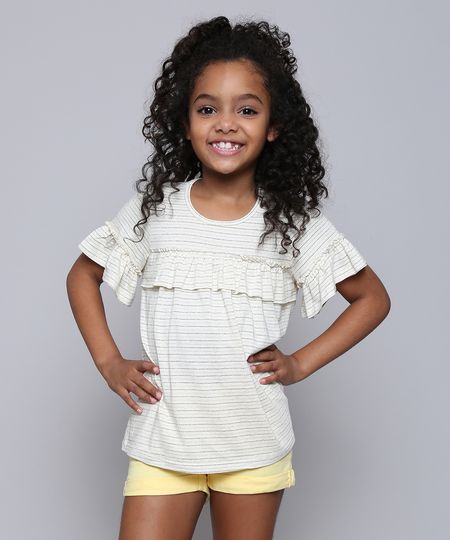 Blusa-Infantil-Listrada-com-Lurex-e-Babado-Manga-Curta-Bege-9592988-Bege_1 Blusa-Infantil-Listrada-com-Lurex-e-Babado-Manga-Curta-Bege-9592988-Bege_1