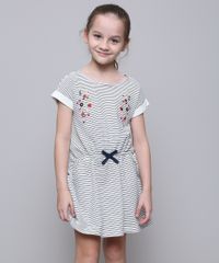 Vestido-Infantil-em-Moletom-Listrado-com-Laco-Manga-Curta-Off-White-9585663-Off_White_1