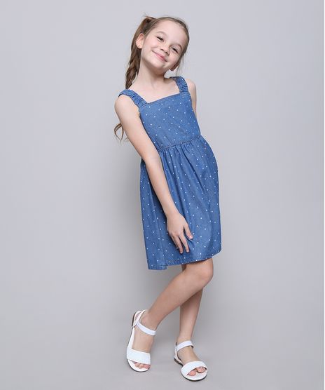 Vestido-Jeans-Infantil-Estampado-de-Estrelas-com-Botoes-Alcas-Medias-Azul-Claro-9615023-Azul_Claro_1