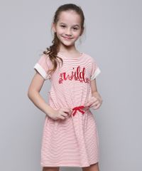 Vestido-Infantil-em-Moletom-Listrado-com-Laco-Manga-Curta-Off-White-9585662-Off_White_1