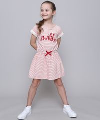 Vestido-Infantil-em-Moletom-Listrado-com-Laco-Manga-Curta-Off-White-9585662-Off_White_3