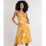 Vestido-Feminino-Midi-Estampado-Floral-com-Franzido-Decote-V-Mostarda-9608166-Mostarda_1