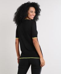 Blusa-Feminina-Bicolor-em-Trico-Manga-Curta-Decote-Redondo-Preta-9601728-Preto_2