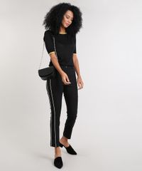 Blusa-Feminina-Bicolor-em-Trico-Manga-Curta-Decote-Redondo-Preta-9601728-Preto_3