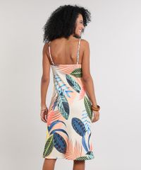Vestido-Feminino-Curto-Estampado-de-Folhagens-Alca-Fina-Bege-9610362-Bege_2
