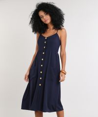 Vestido-Feminino-Midi-com-Bolso-e-Botoes-Azul-Marinho-9569789-Azul_Marinho_1