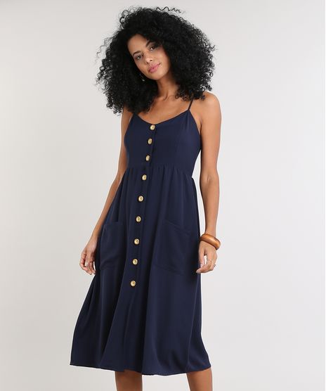 Vestido-Feminino-Midi-com-Bolso-e-Botoes-Azul-Marinho-9569789-Azul_Marinho_1
