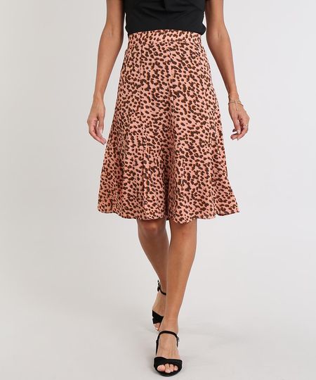 Saia-Feminina-Midi-Estampada-Animal-Print-com-Fenda-Coral-9546988-Coral_1