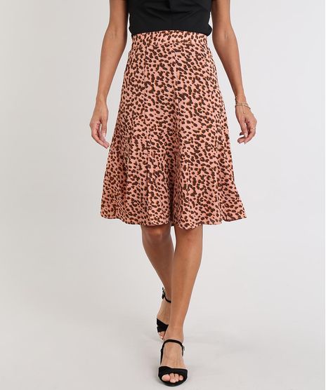 Saia-Feminina-Midi-Estampada-Animal-Print-com-Fenda-Coral-9546988-Coral_1
