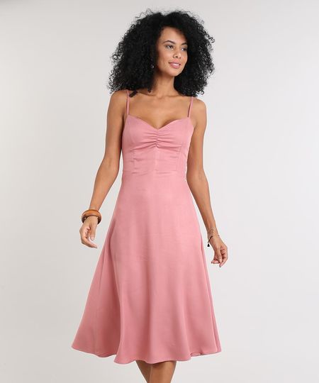 Vestido-Feminino-Midi-com-Franzido-Decote-V-Rose-9613628-Rose_1