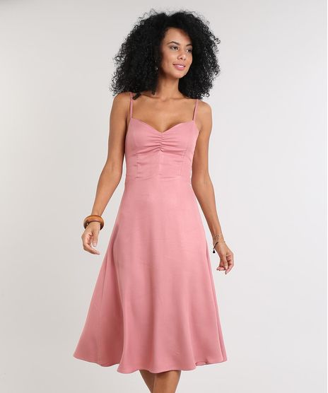 Vestido-Feminino-Midi-com-Franzido-Decote-V-Rose-9613628-Rose_1