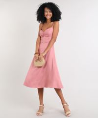 Vestido-Feminino-Midi-com-Franzido-Decote-V-Rose-9613628-Rose_3