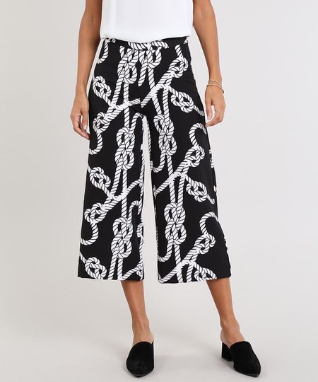 Calca-Pantacourt-Feminina-Estampada-de-Corda-Preta-9539465-Preto_1