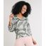 Blusa-Feminina-Ampla-Estampada-de-Folhagem-Manga-7-8-Decote-V-Verde-Militar-9613974-Verde_Militar_1