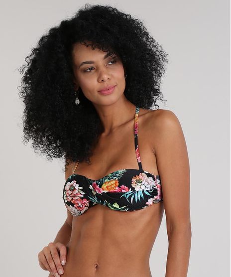 Biquini-Top-Tomara-que-Caia-Estampado-Floral-com-Bojo-Protecao-UV50--Preto-9566641-Preto_1