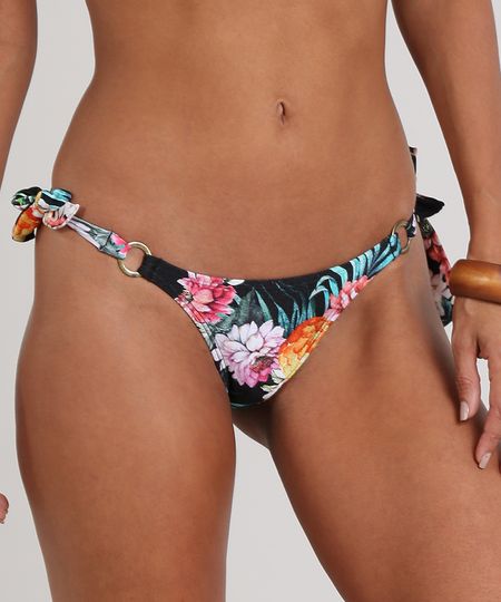 Biquini-Calcinha-Tanga-Estampado-Floral-com-Protecao-UV50---Preto-9566643-Preto_1