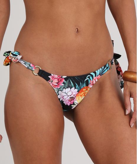 Biquini-Calcinha-Tanga-Estampado-Floral-com-Protecao-UV50---Preto-9566643-Preto_1