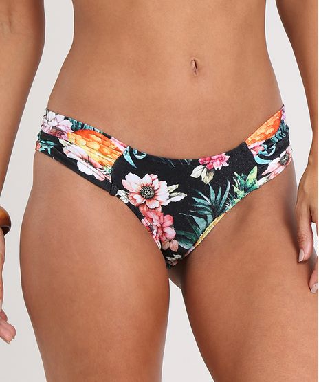Biquini-Calcinha-Estampado-Floral-Protecao-UV50---Preto-9566642-Preto_1