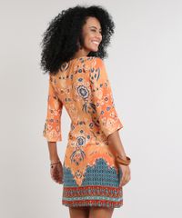 Vestido-Feminino-Estampado-Etnico-Transpassado-Manga-Curta-Decote-V-Laranja-9538443-Laranja_2