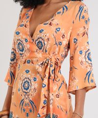 Vestido-Feminino-Estampado-Etnico-Transpassado-Manga-Curta-Decote-V-Laranja-9538443-Laranja_4
