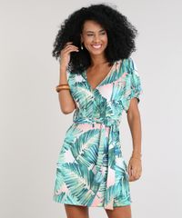 Vestido-Feminino-Estampado-de-Folhagens-Manga-Curta-Decote-V-Verde-9616068-Verde_1
