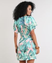 Vestido-Feminino-Estampado-de-Folhagens-Manga-Curta-Decote-V-Verde-9616068-Verde_2