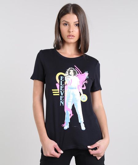 Blusa-Feminina-Onze-Stranger-Things-Manga-Curta-Decote-Redondo-Preta-9627790-Preto_1