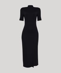 Vestido-Feminino-Mindset-Midi-Canelado-com-Fenda-Manga-Curta-Gola-Alta-Preto-9683309-Preto_5