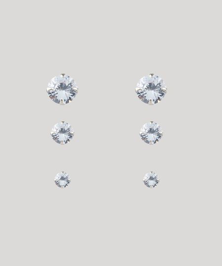 Kit-de-3-Brincos-Femininos-Folheados-com-Strass-Prateado-9293055-Prateado_1