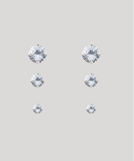 Kit-de-3-Brincos-Femininos-Folheados-com-Strass-Prateado-9293055-Prateado_1