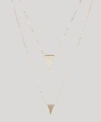 Colar-Feminino-Duplo-Folheado-com-Pingentes-de-Triangulo-Dourado-9558879-Dourado_1