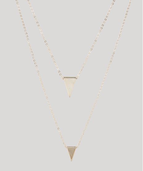 Colar-Feminino-Duplo-Folheado-com-Pingentes-de-Triangulo-Dourado-9558879-Dourado_1