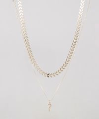 Kit-de-Gargantilha-Choker---Colar-Feminino-com-Pingente-de-Tucano-Folheados-Dourado-9544855-Dourado_1