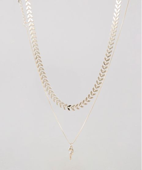 Kit-de-Gargantilha-Choker---Colar-Feminino-com-Pingente-de-Tucano-Folheados-Dourado-9544855-Dourado_1