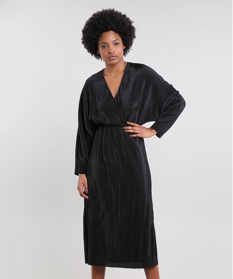 Vestido-Feminino-Mindset-Midi-Plissado-Acetinado-Manga-Longa-Preto-9652843-Preto_1