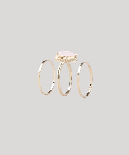 Kit-de-3-Aneis-Femininos-Folheados-com-Pedra-Zirconia-Dourado-9544859-Dourado_1