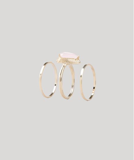 Kit-de-3-Aneis-Femininos-Folheados-com-Pedra-Zirconia-Dourado-9544859-Dourado_1