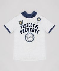 Camiseta-Infantil--Protect--com-Capuz-Manga-Curta-Cinza-Mescla-Claro-9629772-Cinza_Mescla_Claro_1