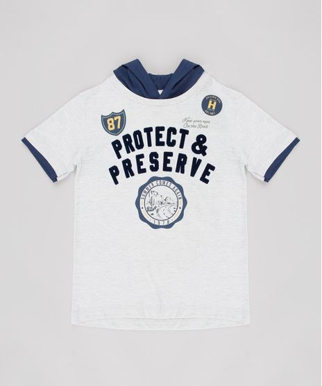 Camiseta-Infantil--Protect--com-Capuz-Manga-Curta-Cinza-Mescla-Claro-9629772-Cinza_Mescla_Claro_1