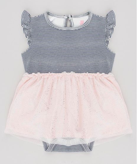 Body-Saia-Infantil-Listrado-com-Recorte-em-Tule-Manga-Curta-Decote-Redondo-Off-White-9615766-Off_White_1